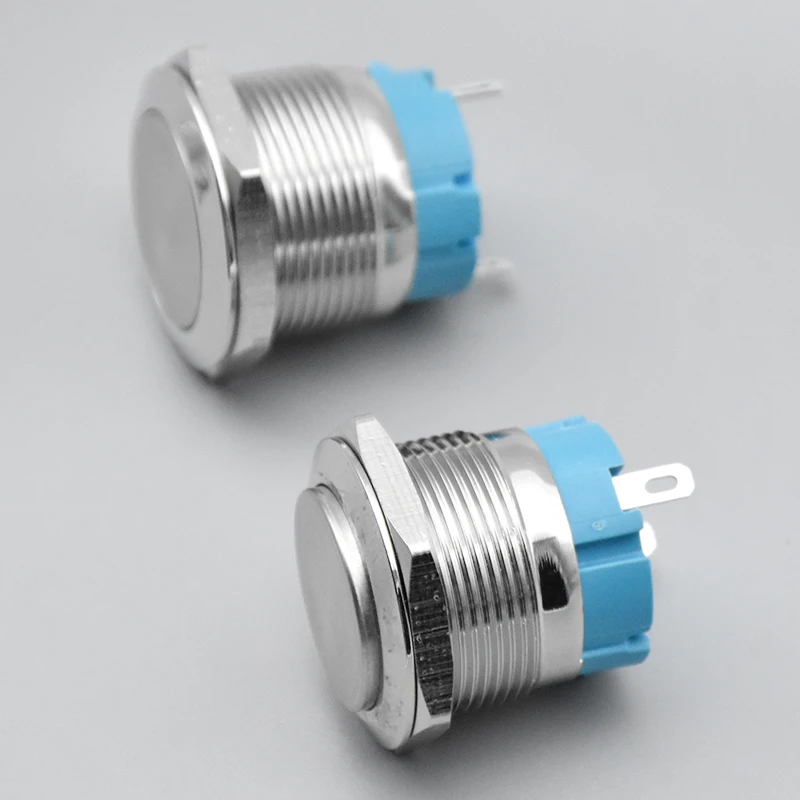 16 مللي متر 19 مللي متر 22 مللي متر 2pin لوحة ثقب المعادن زر التبديل السلطة دفع زر شقة عالية رئيس الذاتي قفل/إعادة تعيين لحام IP67 1NO