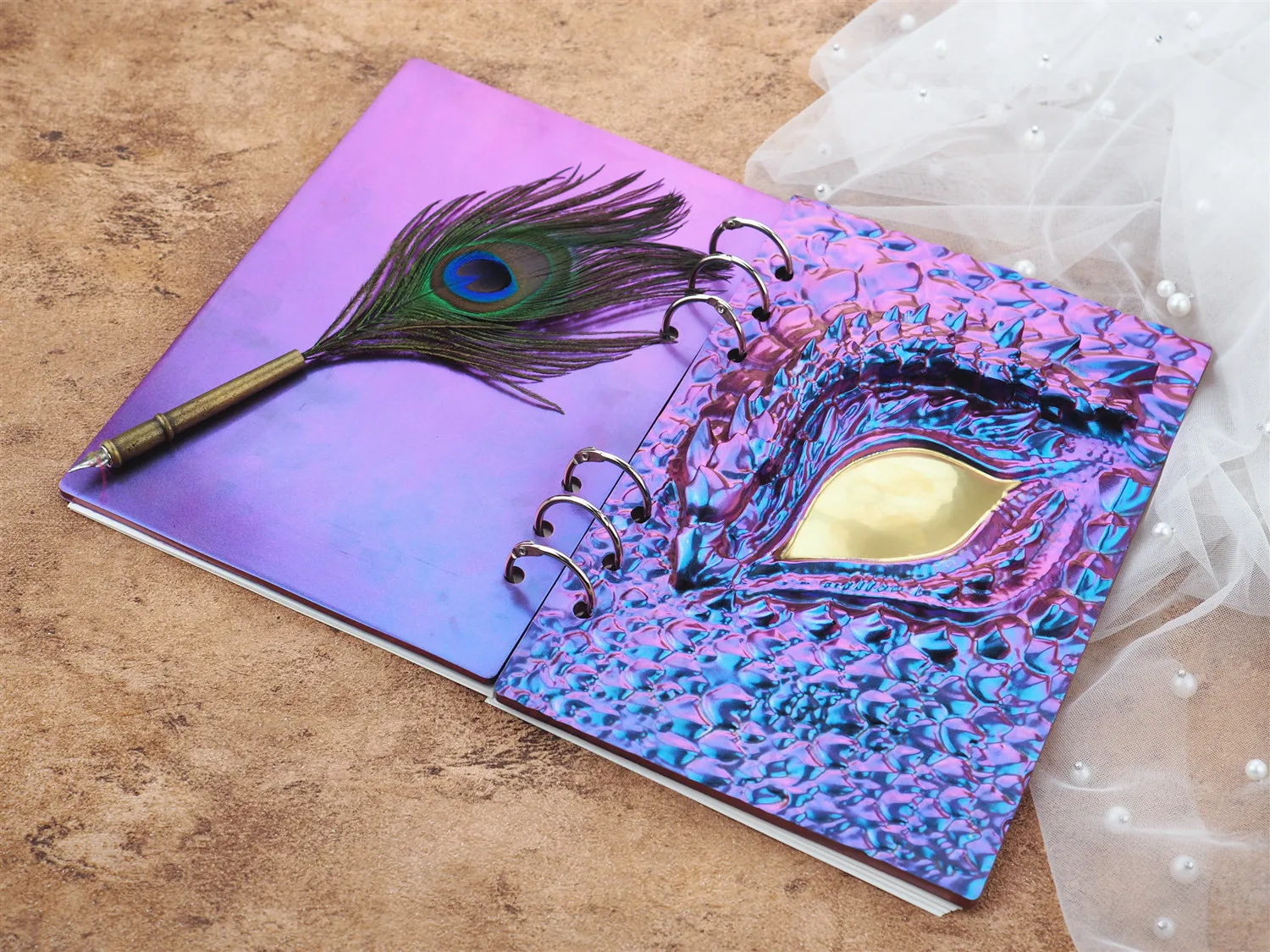 DIY Silicone Epoxy Resin Dragon Eye Book Mold Leather Case Dragon Mirror Silicone Mold - Image 5