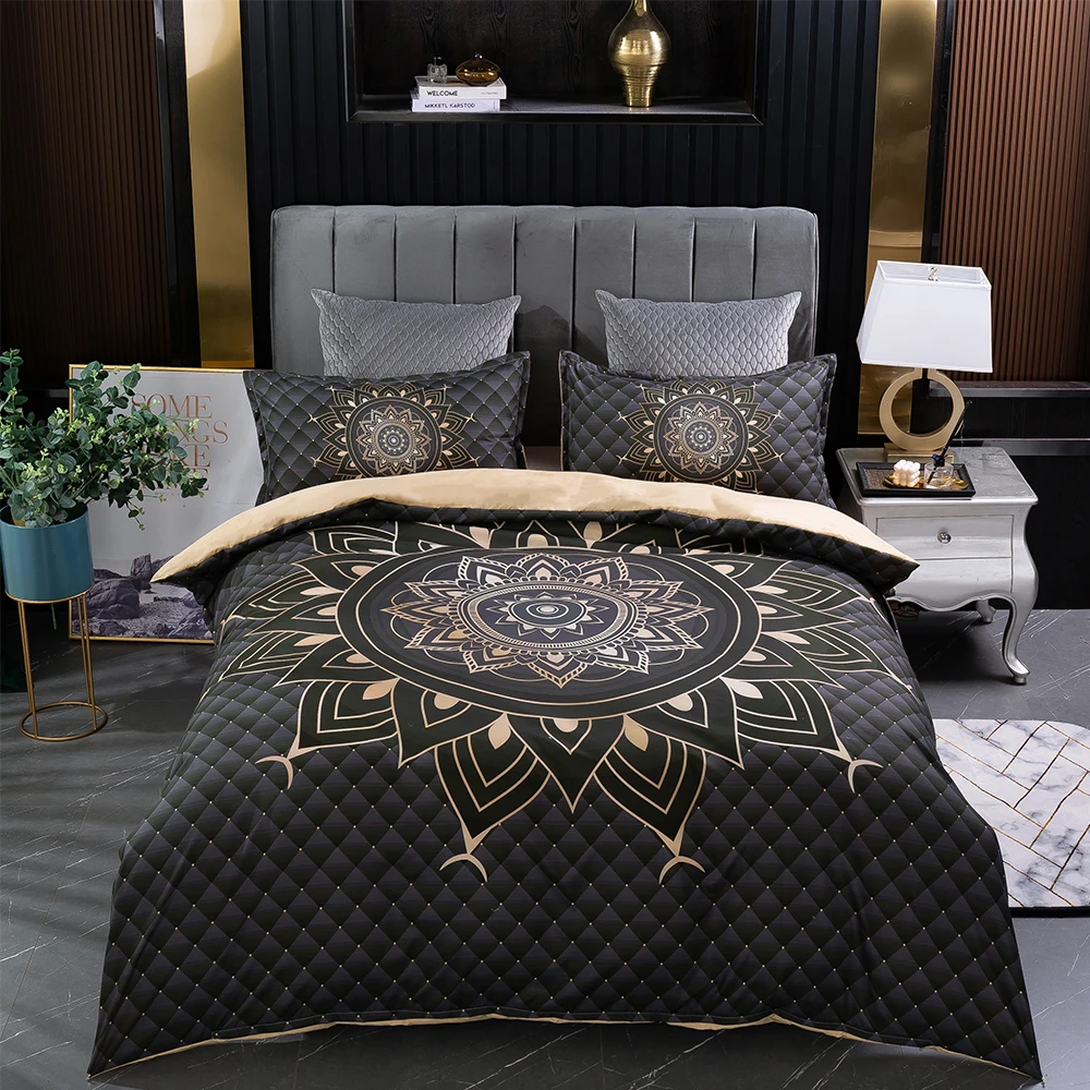 Fanaijia Black Mandala Duvet Cover Set 3d Print Bedding Set Queen Size Pillowcase Beds Comforter Set Bed Set King Size