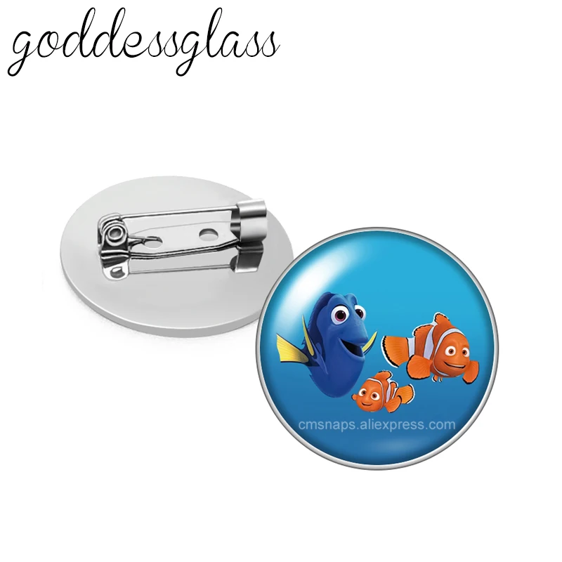 Disney Finding Nemo Clownfish Marlin Photo Glass cabochon Brooch pinback button Bag Clothes Denim Jeans Lapel Pin Badge Jewelry