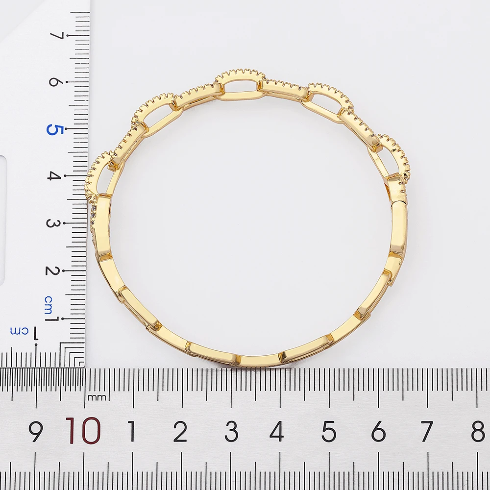 Nidin New Arrival Luxury Stackable Statement Bangle for Women Wedding Cubic Zircon Crystal CZ Dubai Gold Plated Bracelets Gifts