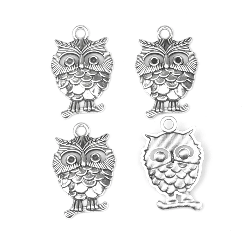 Sweet Bell (5 pieces/lot) 23*35mm Antique Metal Alloy Lovely Owl Jewelry Pendant Charms Animal Charm HJ036