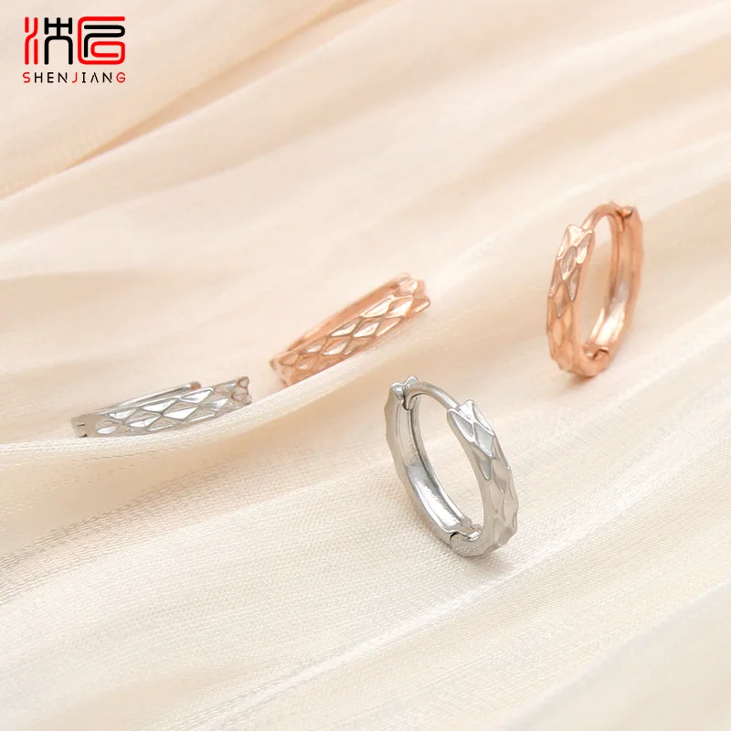 SHENJIANG New Fashion 585 Rose Gold Color Copper Metal Hoop Earrings For Women Girl Wedding Party Elegant Jewelry