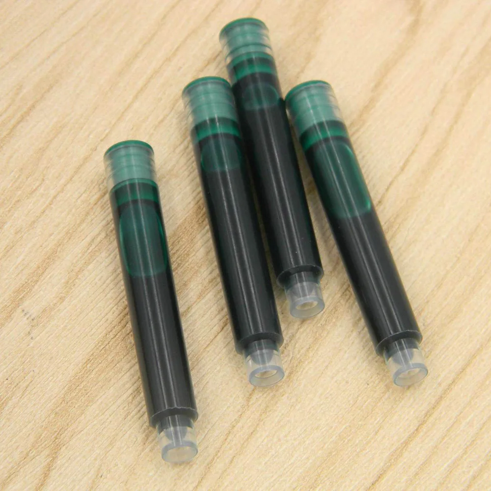 Recarga de tinta para caneta tinteiro, conversor de tinta de cor verde, bomba de recarga de cartuchos de caneta 3.4mm com 10 peças