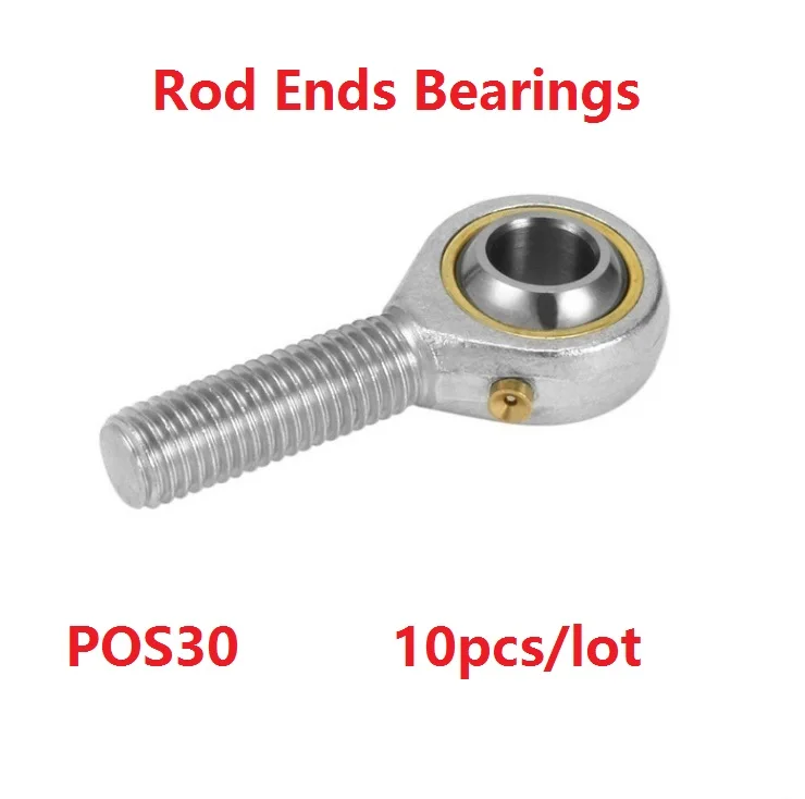 10pcs/lot POS30  30mm Fish Eye Rod Ends Bearings right/left hand Inlaid line rod ends with male thread Spherical plain bearing