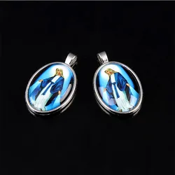 DIY religious Jesus cross jewelry, blue Virgin Mary, St. Michael Angel DIY medal
