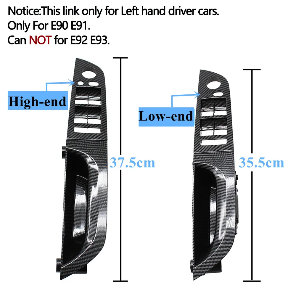 Manija de puerta interior de fibra de carbono LHD RHD mejorada, Kit de reemplazo de cubierta de Panel embellecedor para BMW Serie 3, E90, E91, 316,