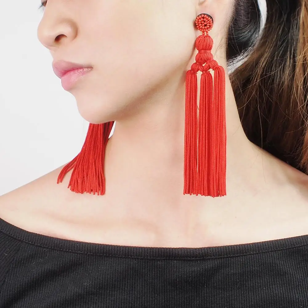 Multicolor Tassel Earrings For Women Thread Long Dangle Drop Earrings Party Accessoires Handmade Wholesale UKEN