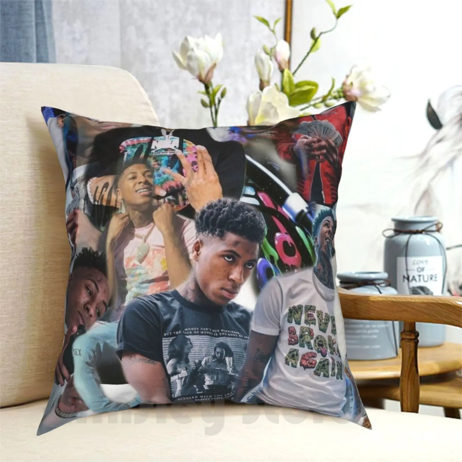 Youngboy Pillow Case Printed Home Soft Throw Pillow Young Boy Never Broke Again 4Kt Four K Trey Rapper Lil Baby Lil Uzi