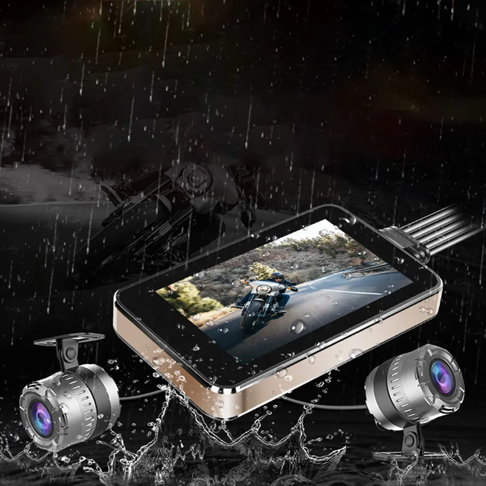 HD 1080P Dual Lens Motorcycle Driving Recorder 5 Million Pixels 120 Degree Wide Angle Shooting Motorcycle Driving Recorder