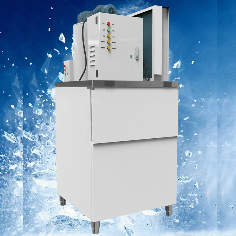 Flake ice machine commercial 300 kg fish scales cafeteria ice table seafood fresh ice flake ice machine chip ice