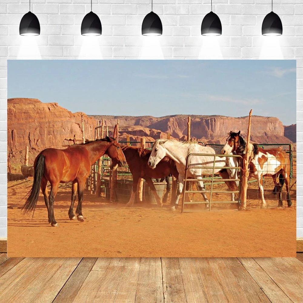 

Yeele Outdoor Scenic Horse Factory Backdrop US West Cowboy Birthday Party Desert Background Photography Photo Studio Photophone