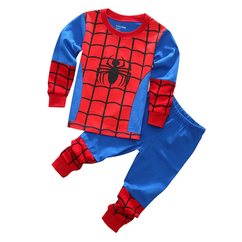 Children\'s suit spiderman children\'s pajamas cartoon pajamas Suit Girls\' cotton cartoon pajamas spring and autumn pajamas