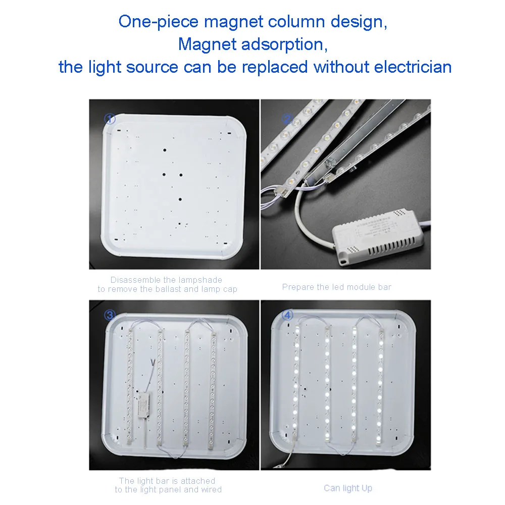 High Brightness LED Light Source Module With IC Driver 4 Strips 3 Colors Dimming Room Ceiling Lamp Lens Light Source Replacement