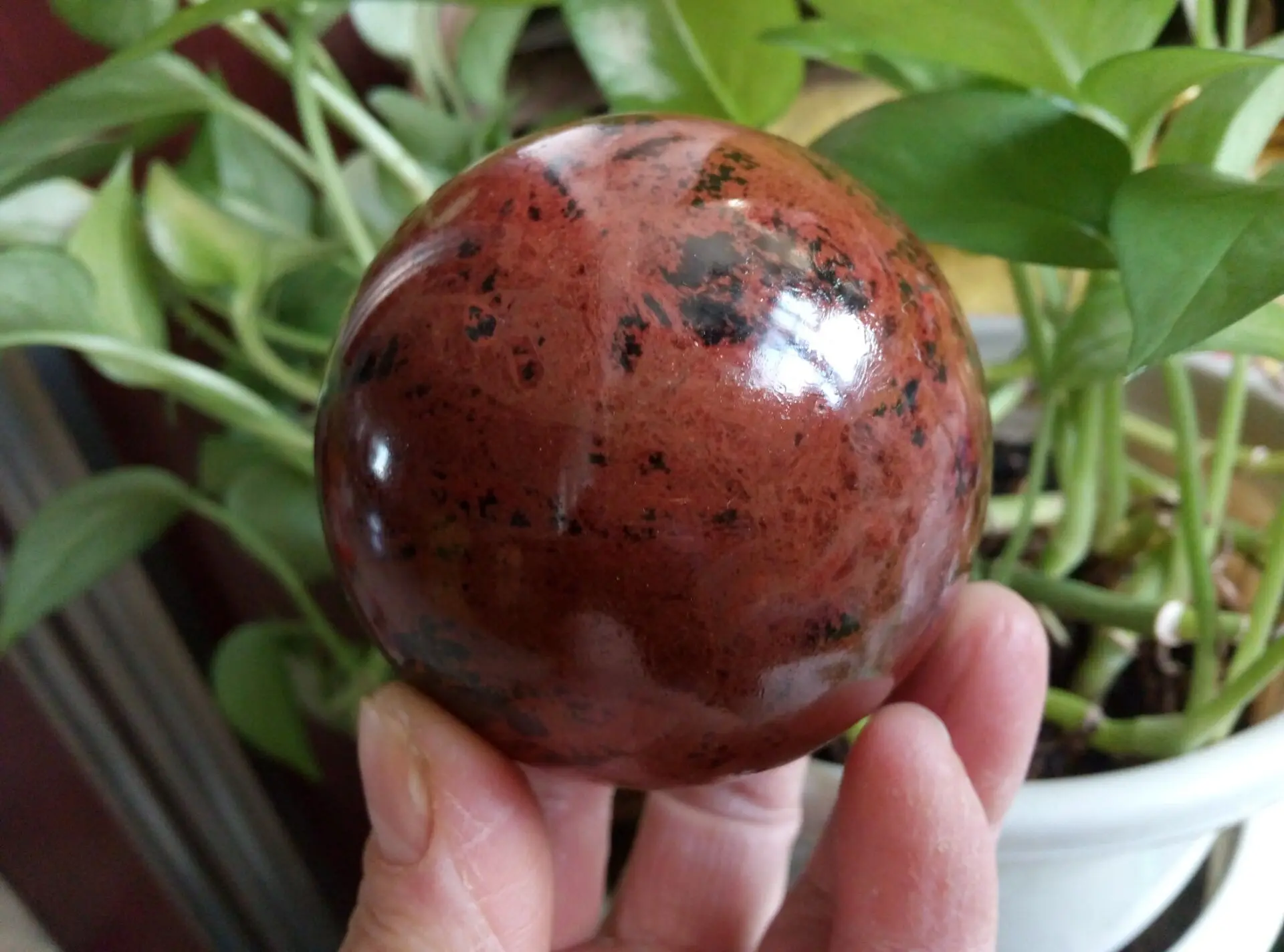 

Obsidian Ball Mahogany Red Black Stone Crystal Healing Stress 2.68"(68mm)
