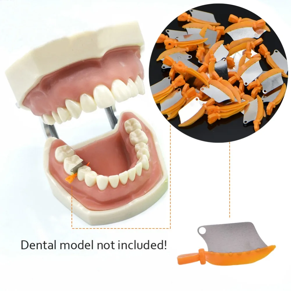 Cuchillo de cuña Dental de 40 piezas, protector de cuña de plástico interpróximo con matriz de acero inoxidable, Matrices de odontología