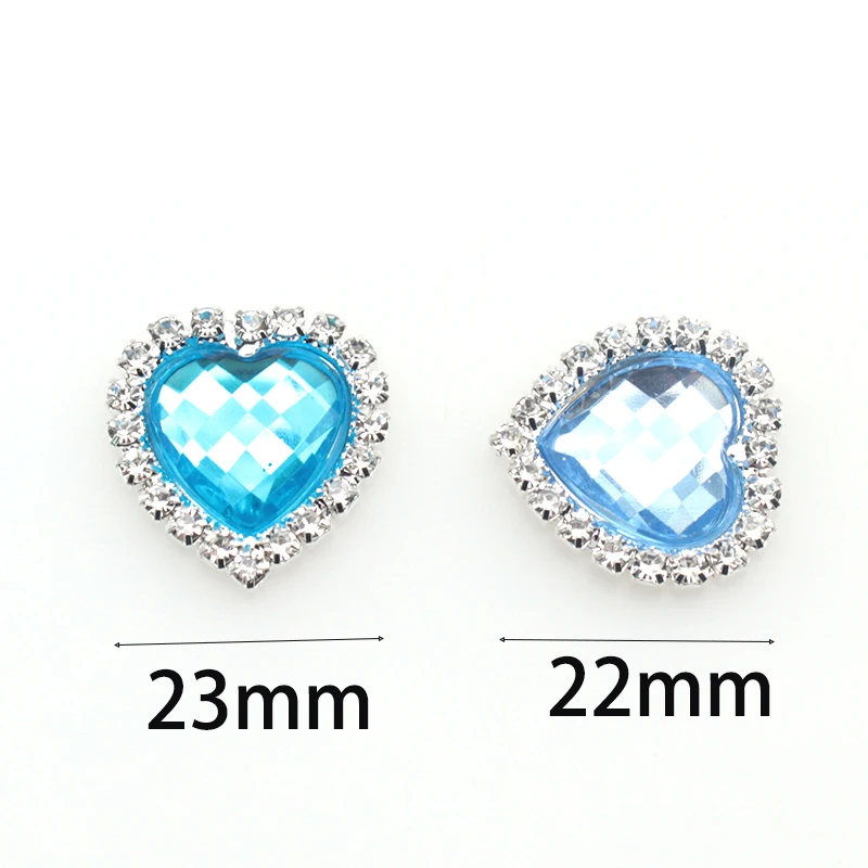10pcs22 * 23mm Metal Flat Bottom Shiny Rhinestone Buckle Heart Wedding Decoration DIY Hairpin Scrapbook Handicraft