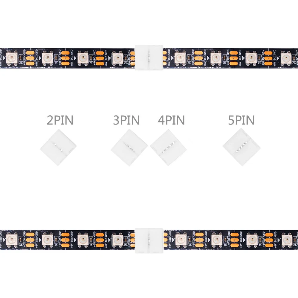 10mm Width Solderless LED Connector 2/3/4/5PIN T/L/X Shape Corner Connector For WS2811 WS2812 3528 5050 RGB Led Strip Light