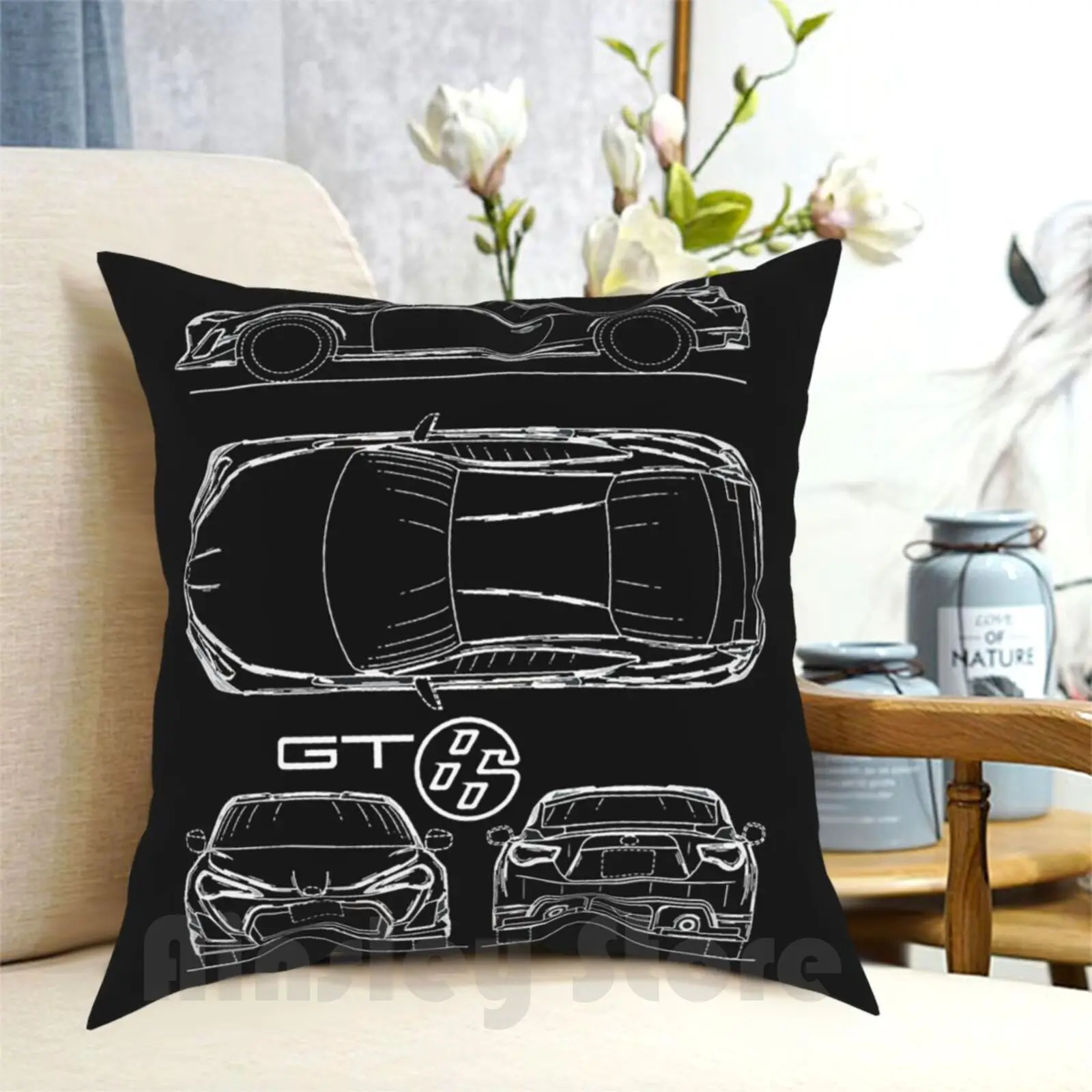 The Gt86 Blueprint Pillow Case Printed Home Soft Throw Pillow Gt86 86 Brz Car Cars Sports Car Transport Transportation