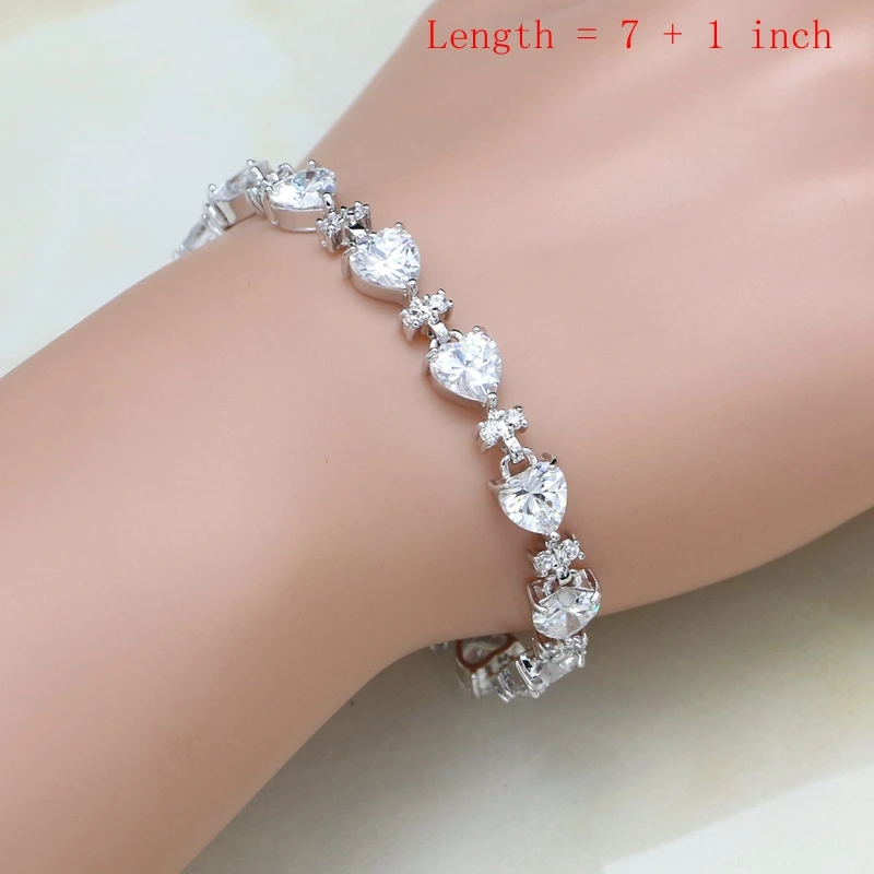 Silver 925 Jewelry Sets White Zircon Stone Beads Decoration Women Engagement Earrings/Pendant/Rings/Bracelet/Necklace Set