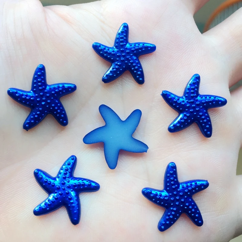 80pcs 18mm DIY Resin sky blue Flatback Starfish Star Mobile Phone Decoration wedding decoration A088