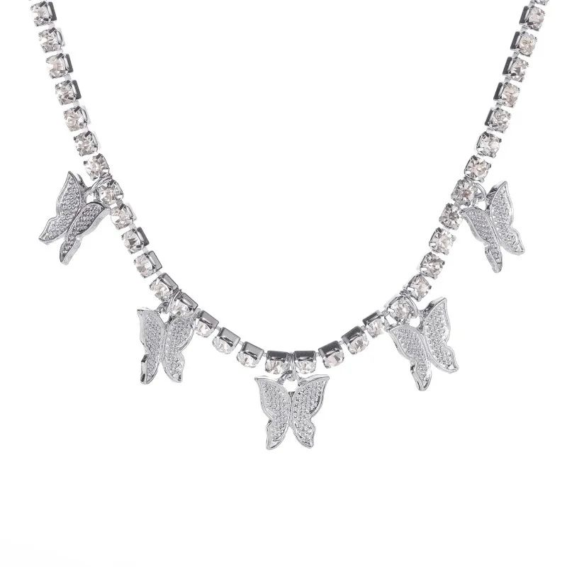 Butterfly Pendant Necklace Rhinestone Shining Statement Crystal Charm Chokers Collar for Woman Boho Jewelry Christmas Gift image 4