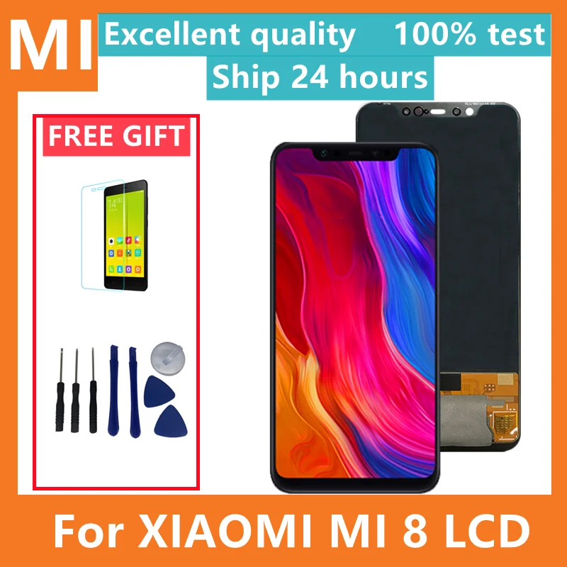 

6,21 ''дигитайзер сенсорного экрана в сборе с рамкой для Xiaomi Mi 8 запасные части для ремонта