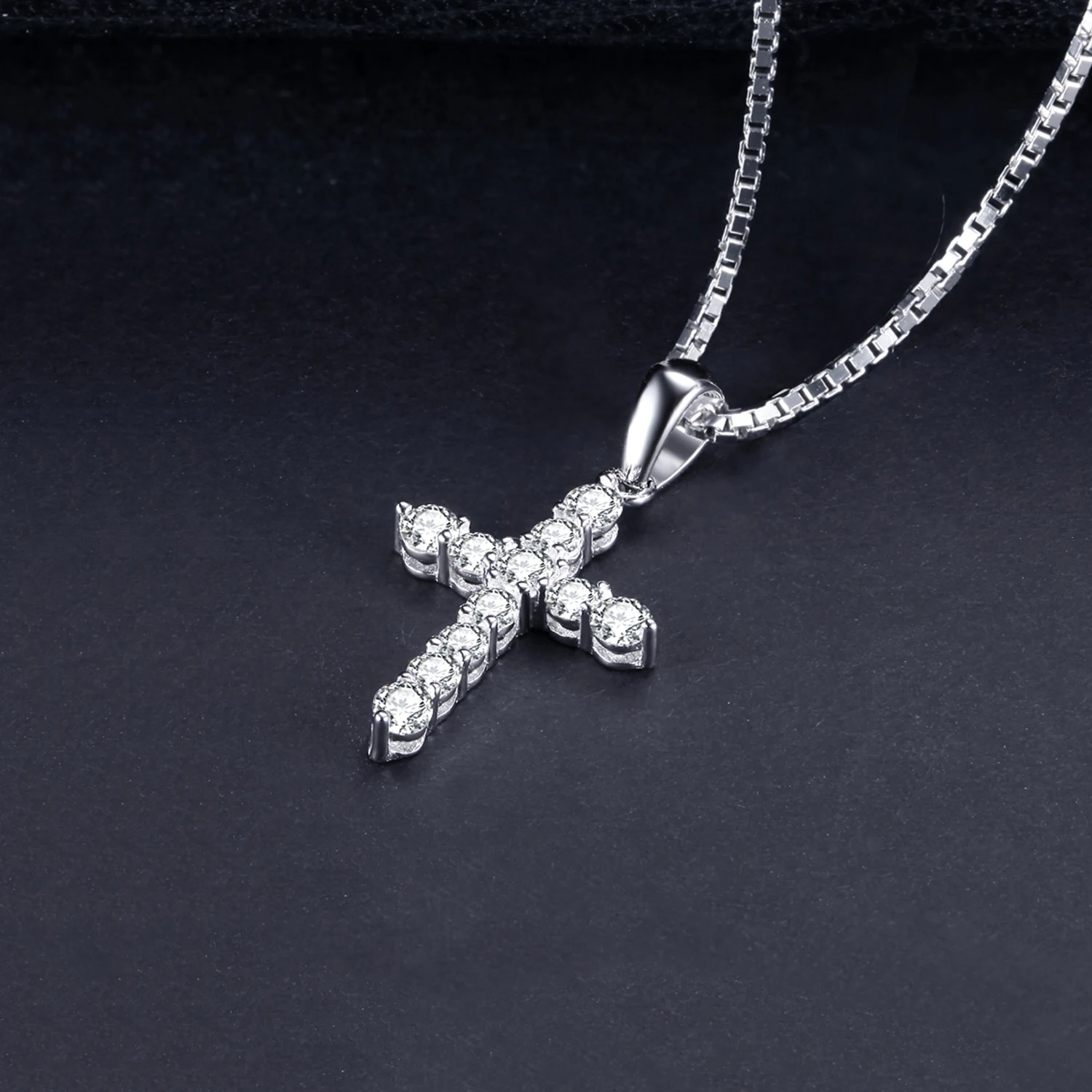 JewelryPalace Cross Sideway 925 srebro cyrkonia oświadczenie naszyjnik dla kobiet symulowane wisiorek diamentowy bez łańcucha