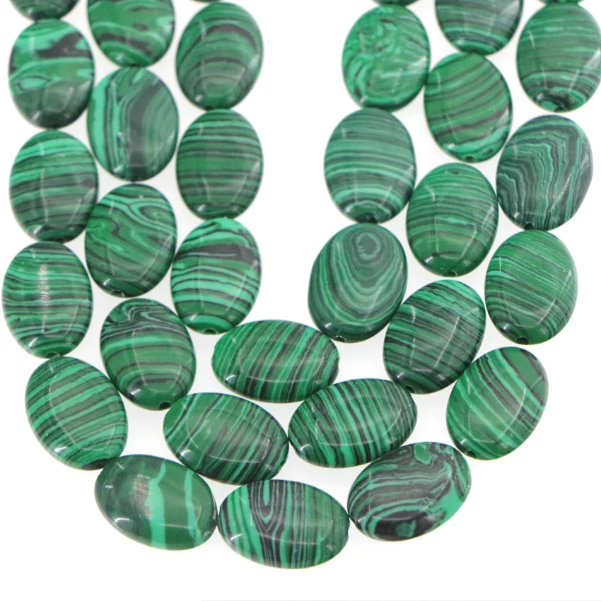 

Beautiful 13X18mm Green Malachite Jewelry Oval Loose Beads DIY Accessories Girl Christmas Gift Parts for Necklace Bracelets 15"