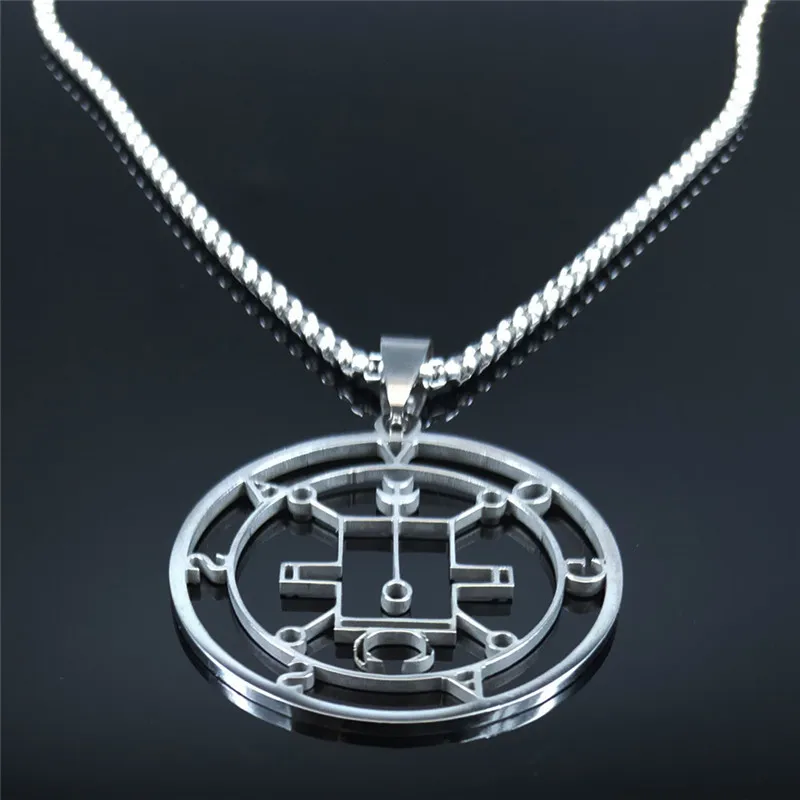 Demon Seal Stainless Steel Chain Necklace Silver Color Satan VASSAGO Statement Necklace Women/Men Jewelry gargantilha N7013