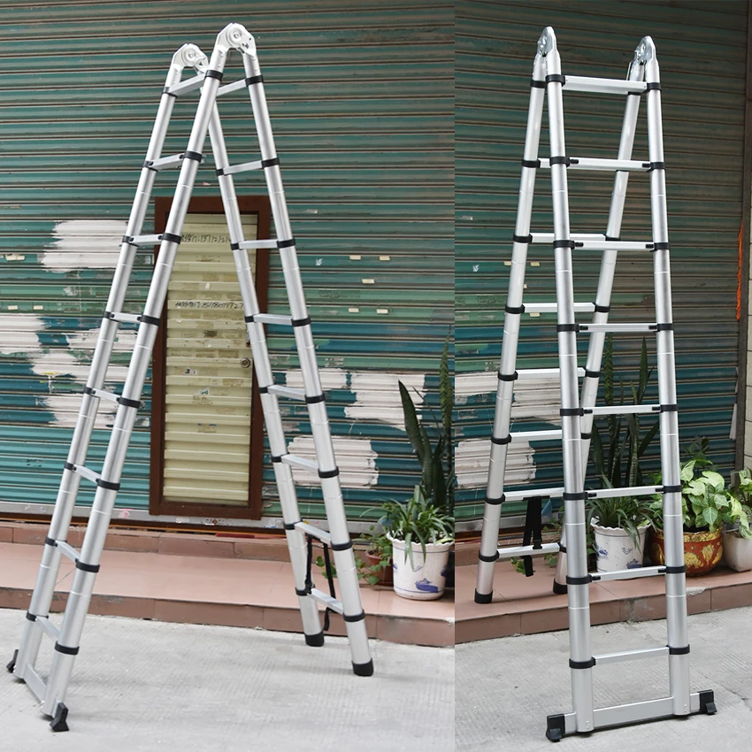 1 PCS 2.5M+2.5M Alluminum Telescopic Ladder With Joint