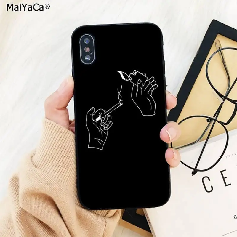 MaiYaCa Bad Habits Black and white Art Abstract Lines Soft Phone Case for iphone 13 11 pro XS MAX 8 7 6 6S Plus X 5S SE 2020 XR