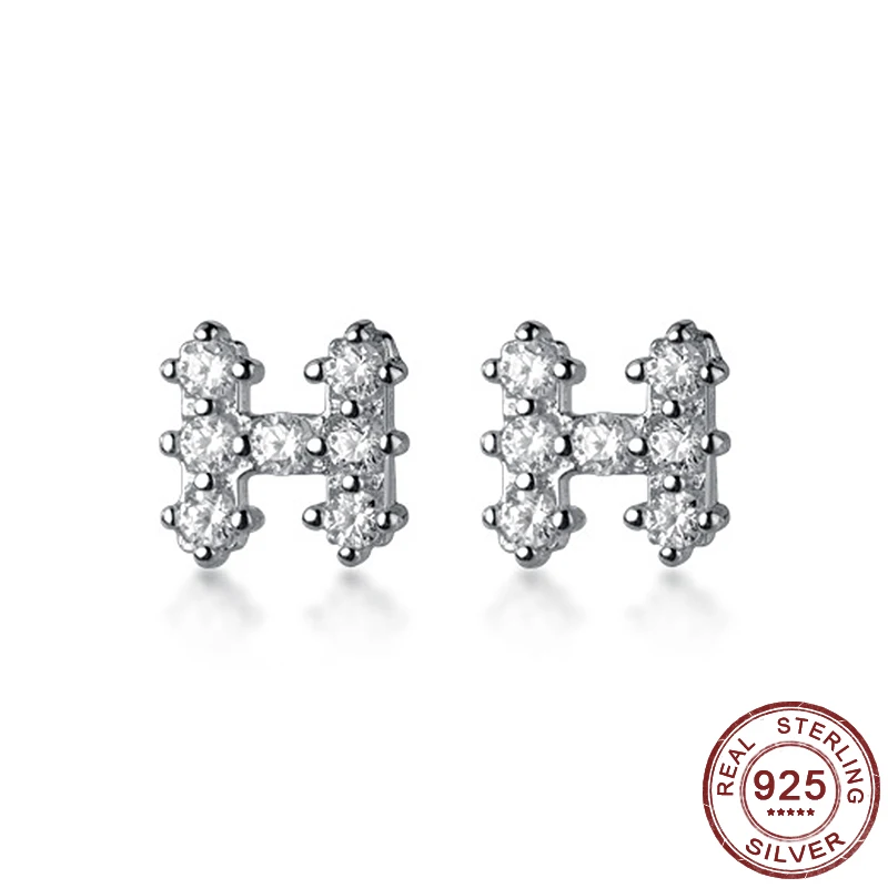 

2020 New Shiny Inlaid Zircon Stud Ear Jewelry Pure Silver Small Earrings for Ladies Fashion 925 Wedding Banquet Gift