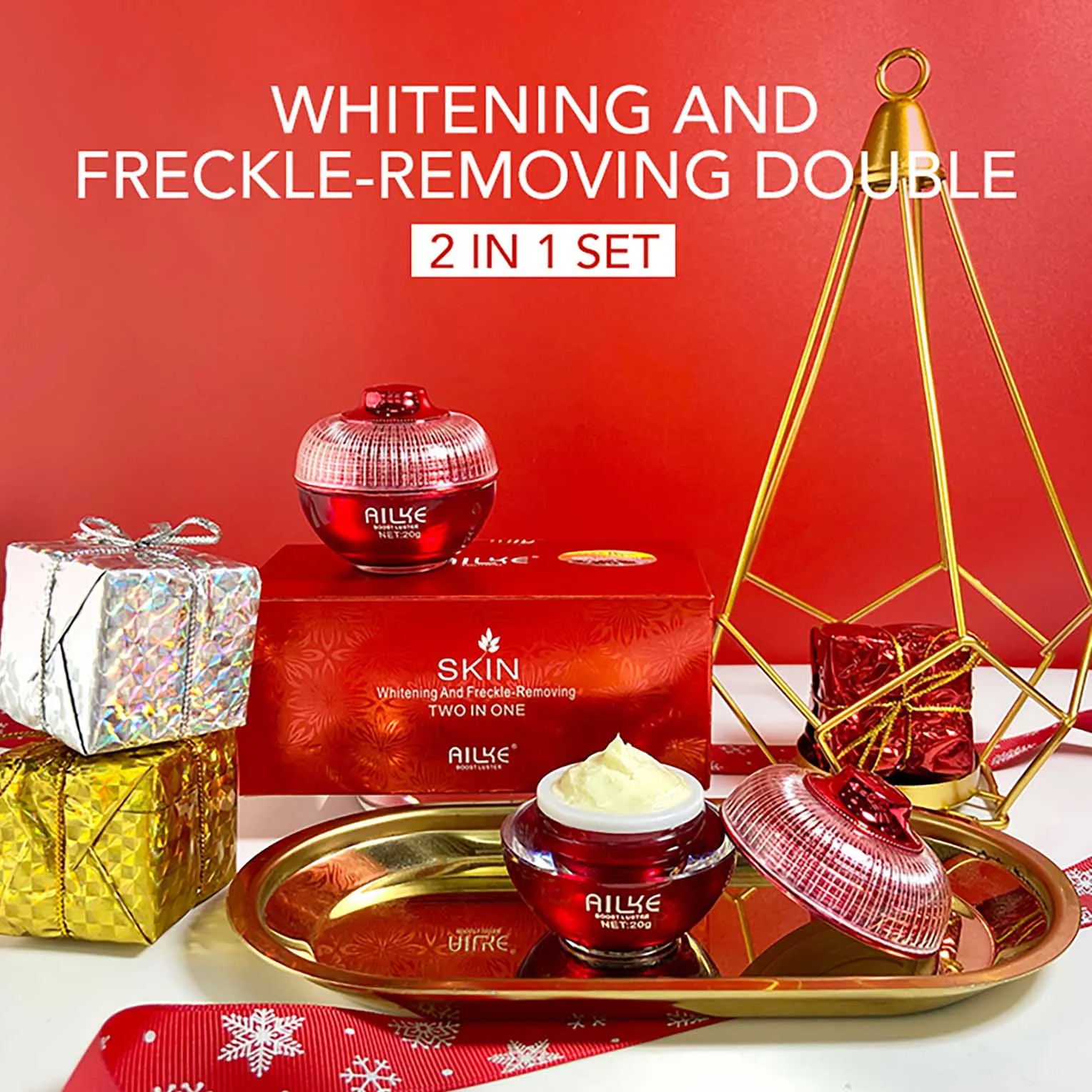 AILKE Whitening Face Care Set, With Hyaluronic Acid, Reduce Freckles, Melanin, Dark Spots, Even Skin Tone, For All Skin Types
