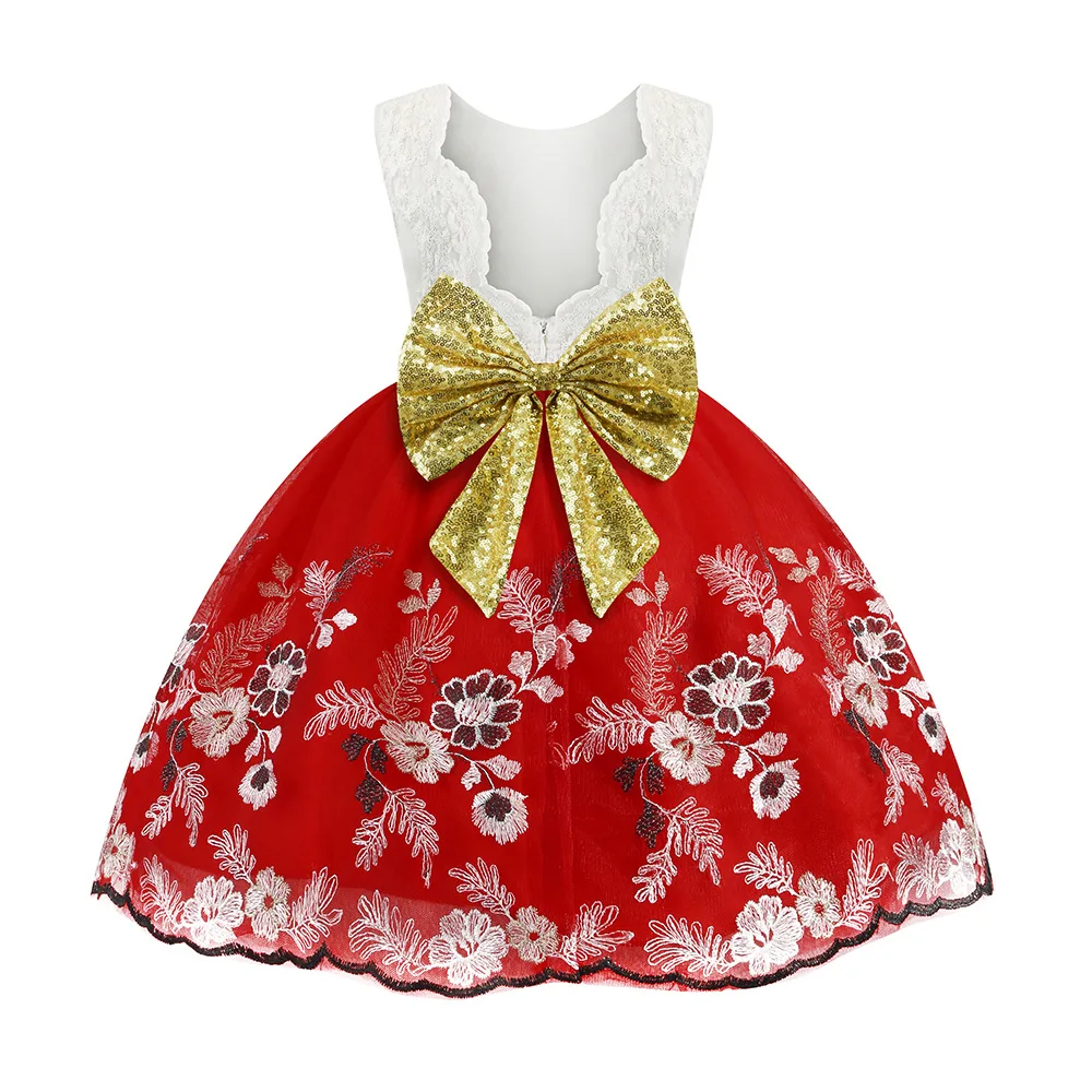 Baby Girls Golden thread embroidery Elegant party Dress for girls Wedding dress Kids Dresses for Toddler Girls Christmas clothes