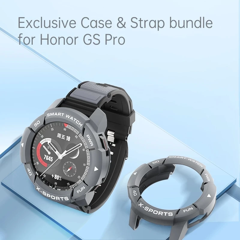 SIKAI Case & Strap Bundle for Huawei Honor Gs Pro Smart Watch Accessories Shell Screen Protector Cover Band Bracelet