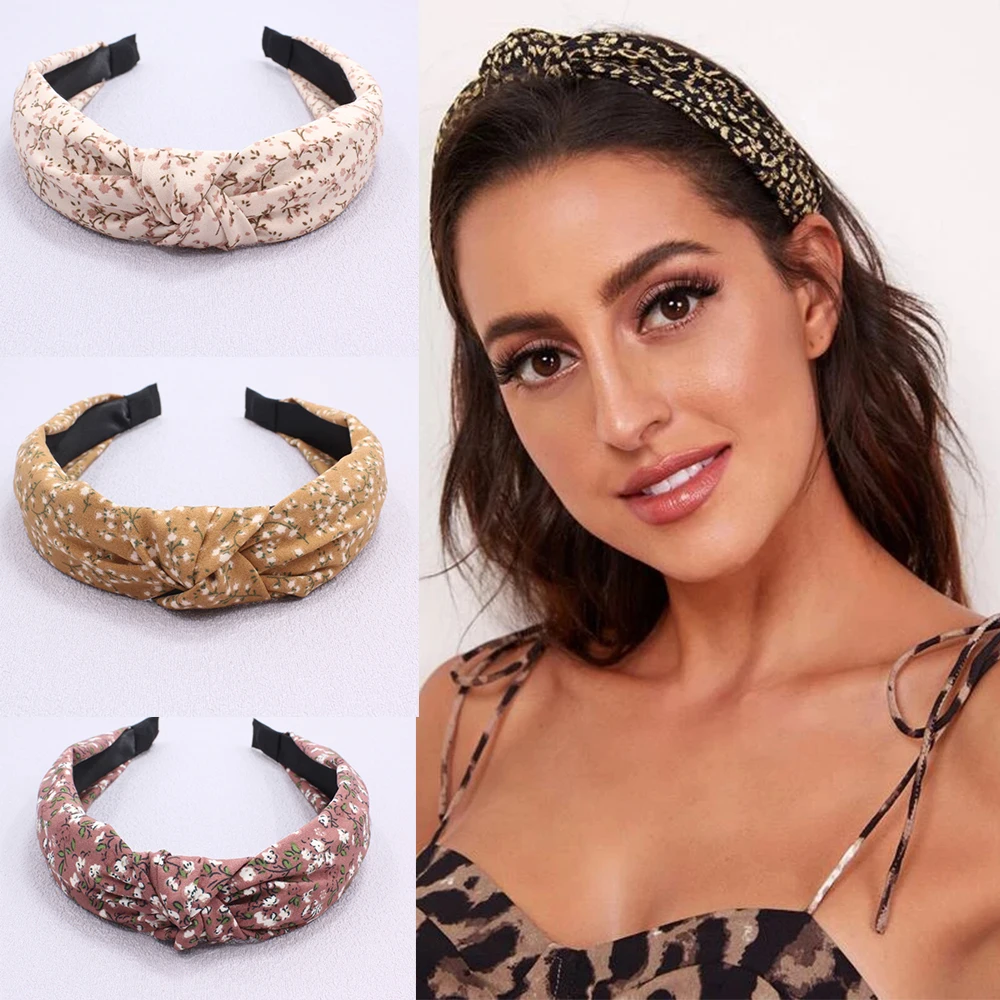 Fashion Top Knot Twist Hairband Elastic Headwear Printing Cloth Hair Hoop Headwrap Headband for Women Headdress Hair Accessories