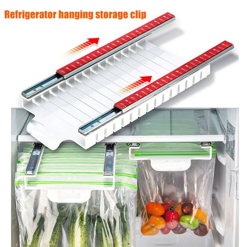 Hanging Storage Rack Refrigerator Hanging Storage Clip Sliding Rail Tray for Food Bag