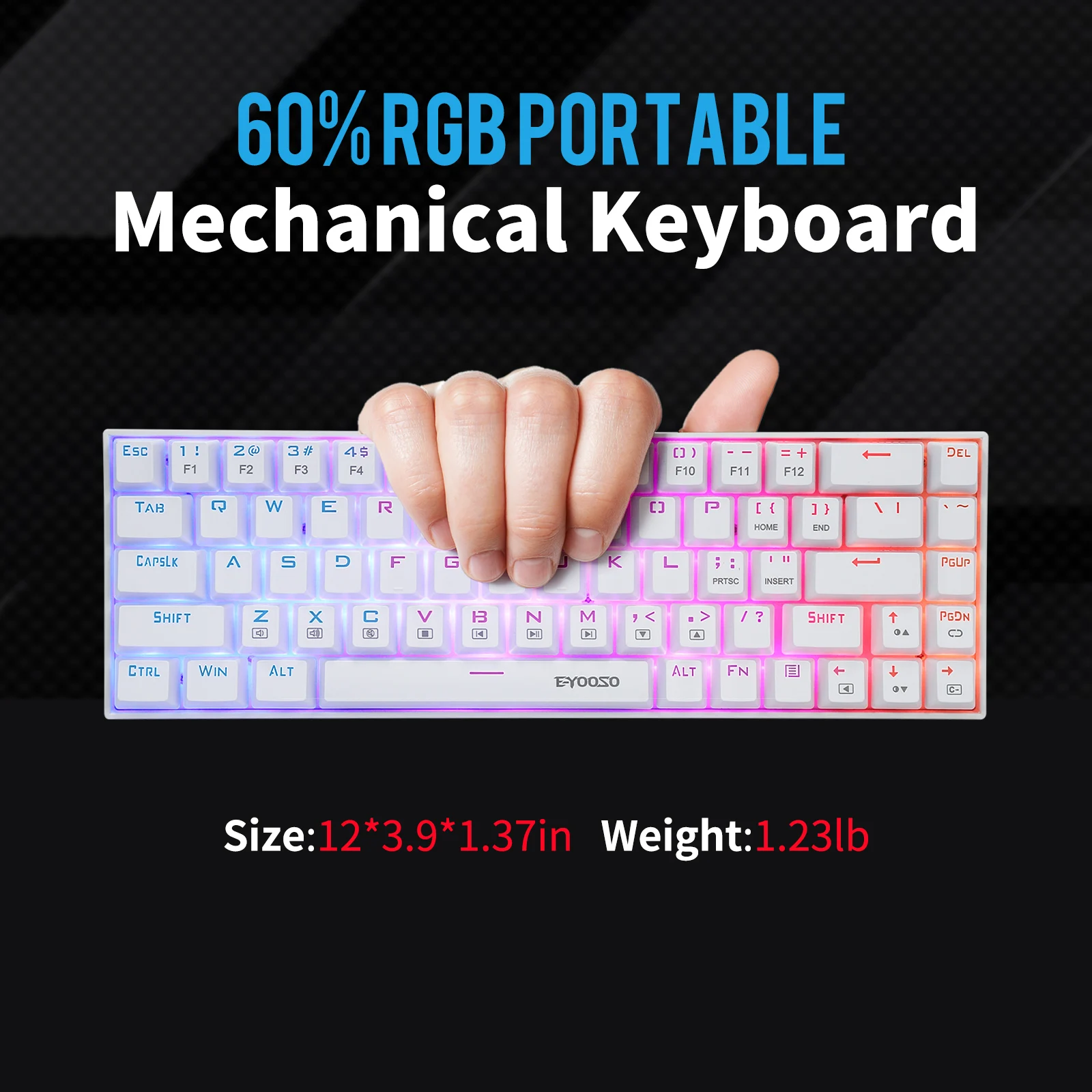 Imagem -02 - Mini Teclado Mecânico para Jogos E-yooso com Fio Rgb Retroiluminado Interruptor à Prova de Poeira Design Compacto para Computador Z686 60