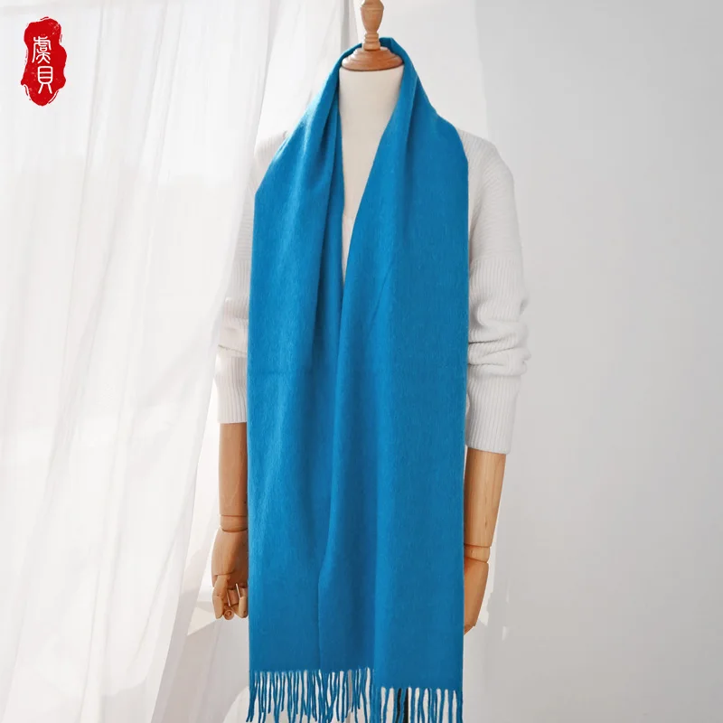 Lake blue wool scarf women winter warm cashmere tassel fashion casual shawl bandana pashmina long scarves gift for men  ladies