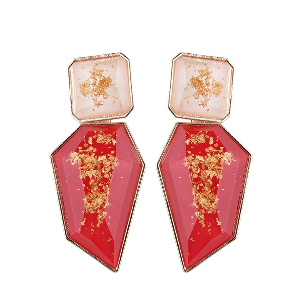 New Hot Fashion Earring Gold Color Resin Irregular Drop Earrings for Women Brincos Earing  Wedding Jewelry Girl Gift