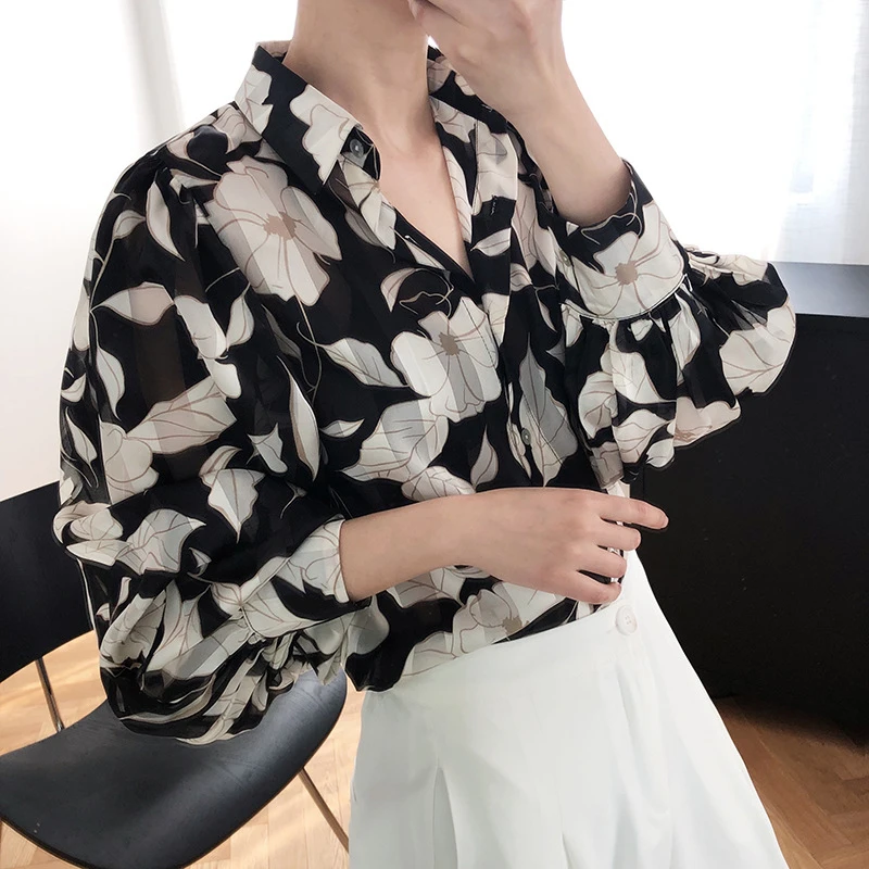 LMQ NEW Women 2021 Chiffon Sunscreen Shirt Jacket Summer Retro Semi-Perspective Floral Beach Blouse Office Lady Cardigan