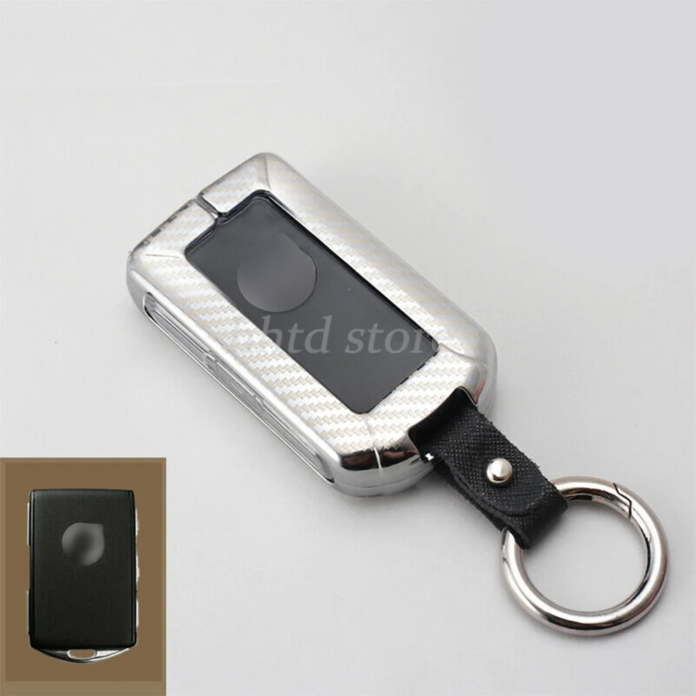 Carbon Texture Metal Remote Start Car Key Cover Case Fob Protector Holder Auto Accessories Shell For Volvo XC90 S60 S90 V40 V90