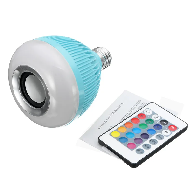 

E27 Smart RGBW Wireless Bluetooth Speaker Bulb 12W Music Playing Dimmable LED Light Bulb Lamp w/ Remote Control AC100-240V