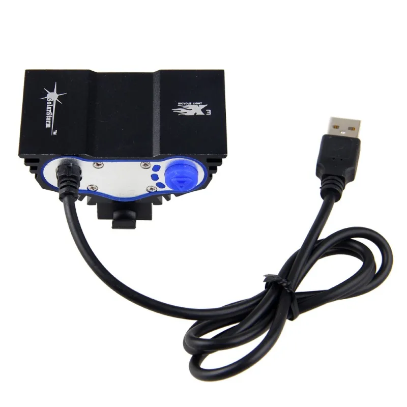 Waterproof 3XLED Front Bicycle Light USB Cycling Headlamp MTB Bike Flashlight with 6400mAh Battery Pack+Charger