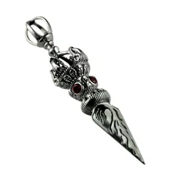 Unibabe S925 Sterling Silver Retro Crown Vajra Pendant Man Woman Thai Silver Buddhism Magical Vajra pendant Unisex Jewerly