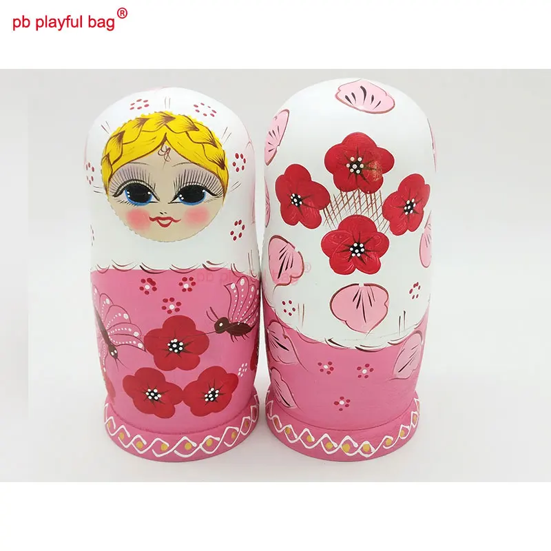 PB Playful bag Seven layer Pink Butterfly Russian dolls wooden toy special Toys set birthday gift valentine's Day WG07