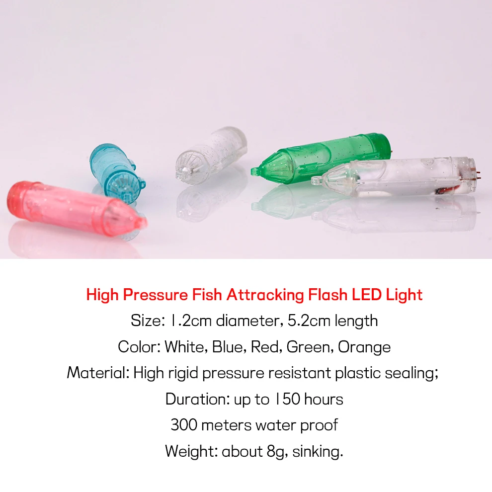 Wifreo 5pcs Mini Underwater Fishing Lamp Flashing LED Octopus Lure Light Fish Gathering Squid Lights Saltwater Fishing Tackle