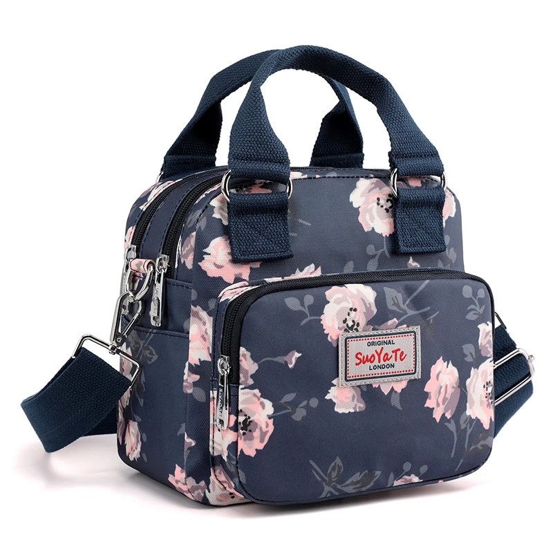 Merk Vrouwen Crossbody Tas Draagbare Vrouwelijke Schoudertassen Gedrukt Bloem Nylon Messenger Bags Multi-Pocket Dames Handtassen Bolsa