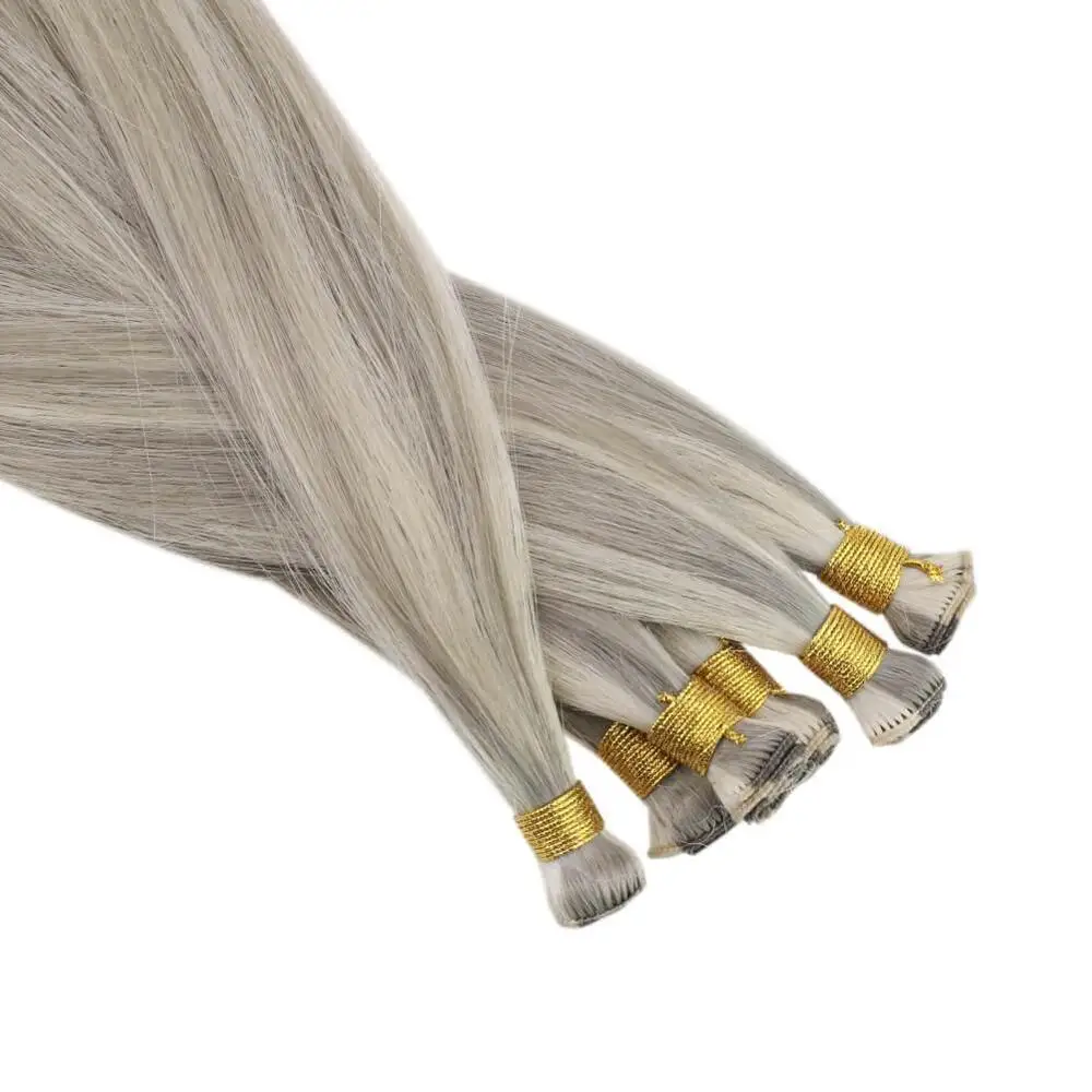 [New] VeSunny Hand Tied Bundle Sew in Remy Hair Seamless Double Virgin Weft Invisible Real Human Hair 10g/Bundle #P19a/60